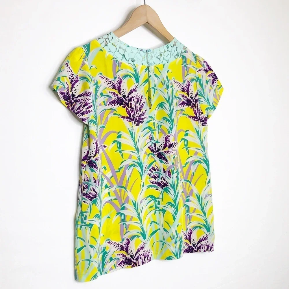 Kate spade New York, Roslyn, California, calling floral, silk lace blouse